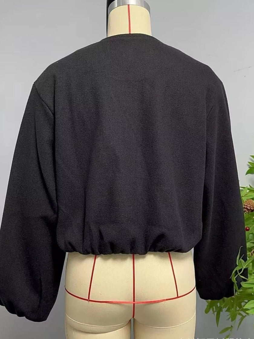 Zip Up Cropped Jacket - FLORENTINE IRIS