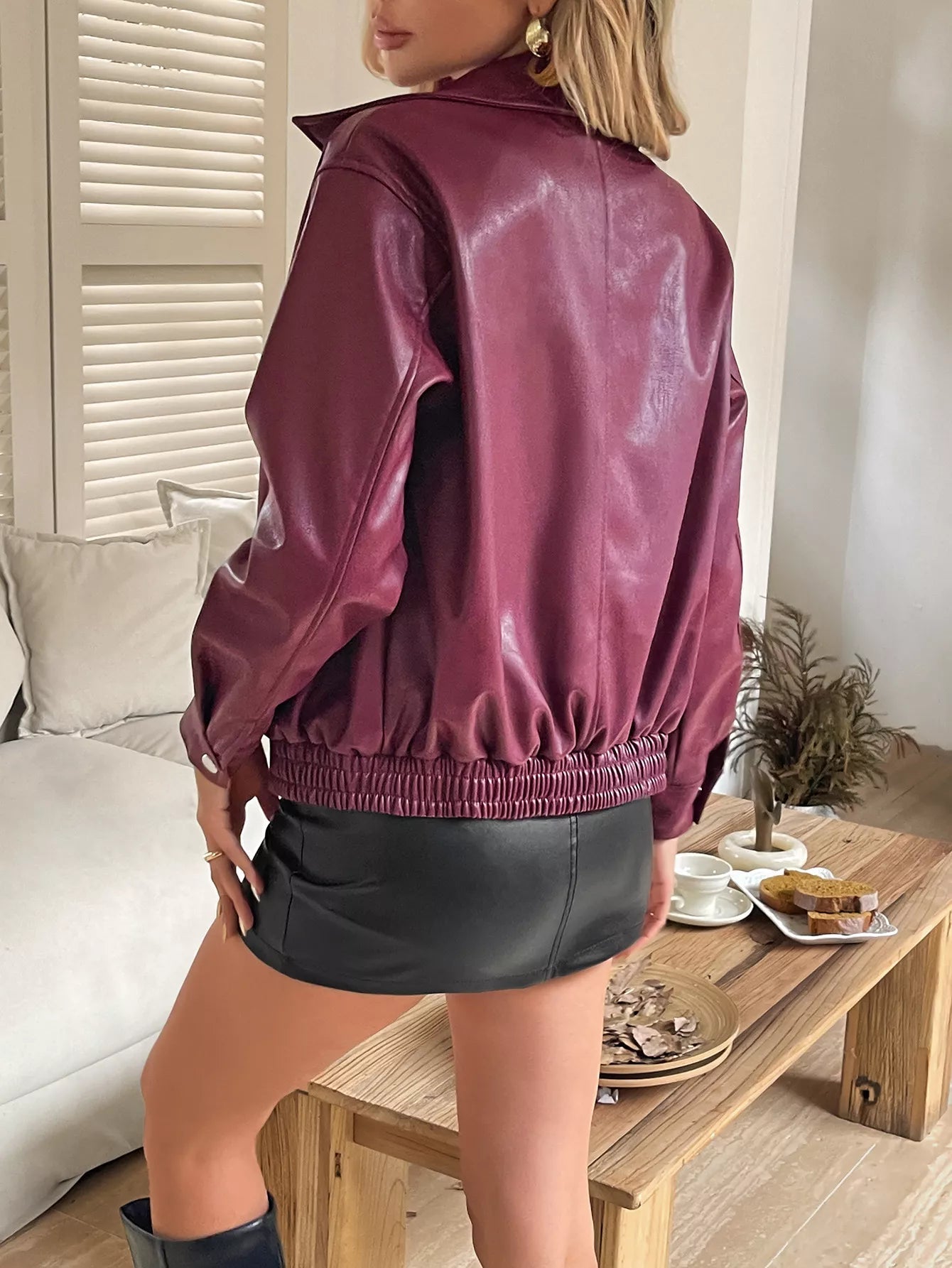 Zip Up Long Sleeve Jacket - FLORENTINE IRIS