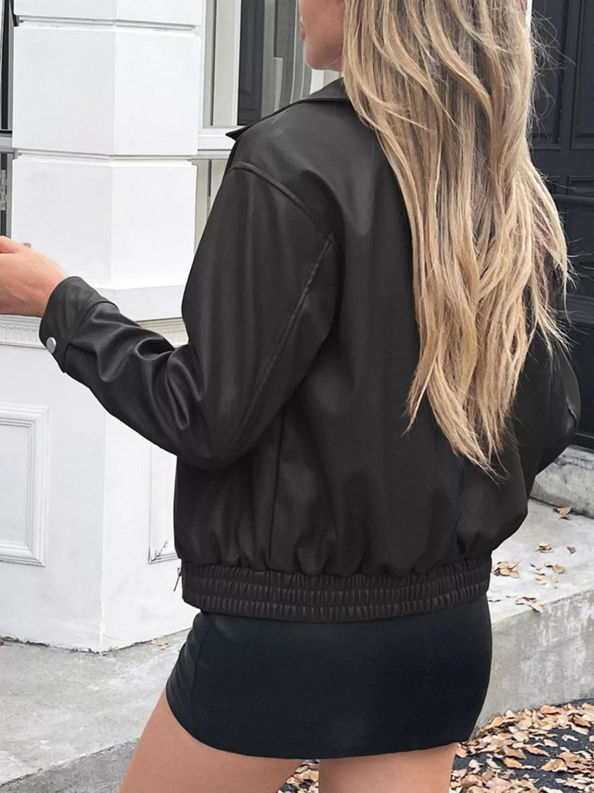 Zip Up Long Sleeve Jacket - FLORENTINE IRIS