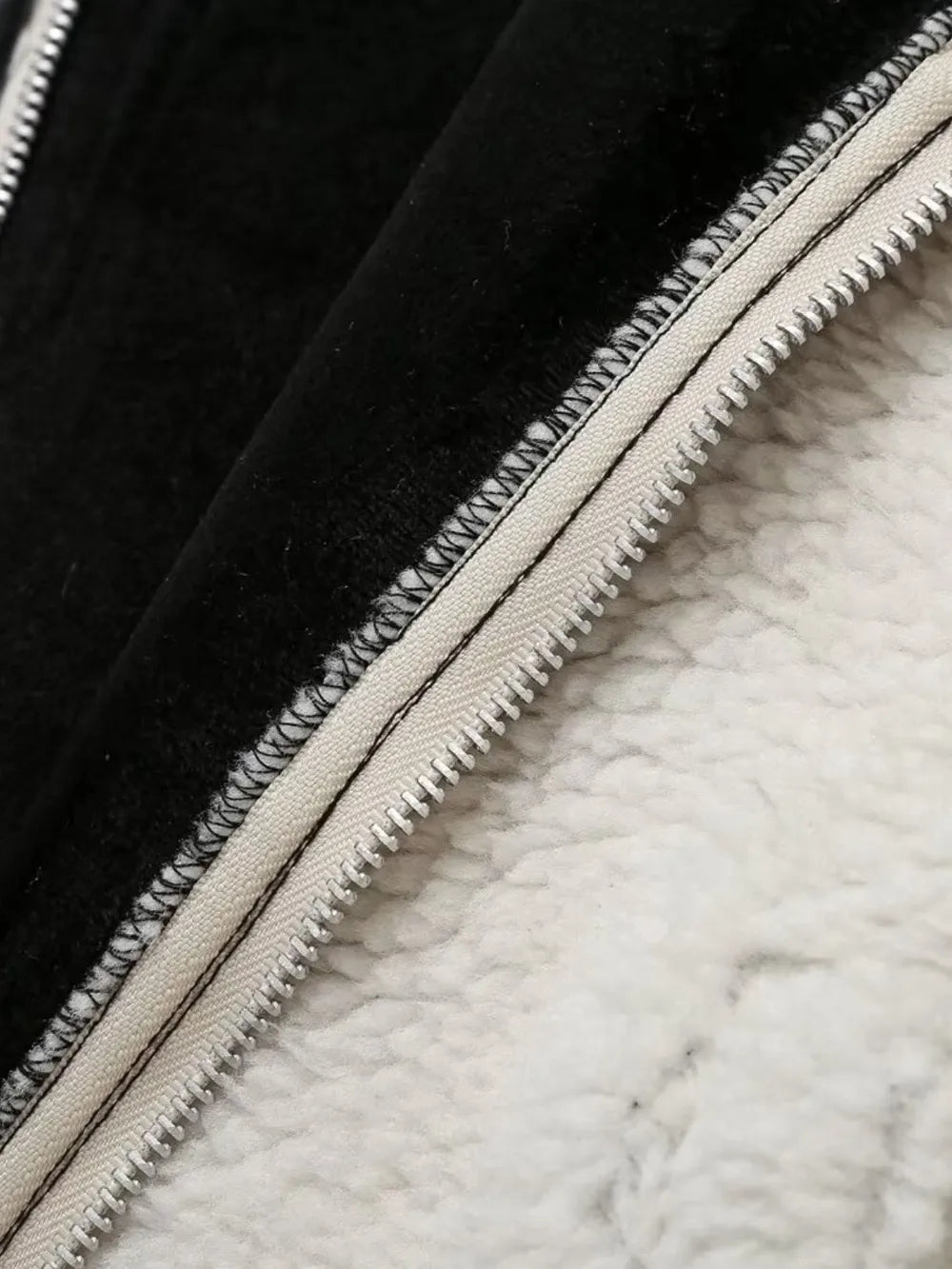 Zip Up Long Sleeve Sherpa Jacket - FLORENTINE IRIS