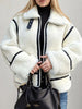 Zip Up Long Sleeve Sherpa Jacket - FLORENTINE IRIS